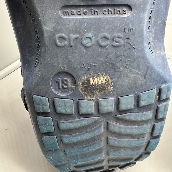 Crocs Shoes Mens 13 Blue Strap Back Hook Loop Chunky Clog Slip On - Picture 8 of 8